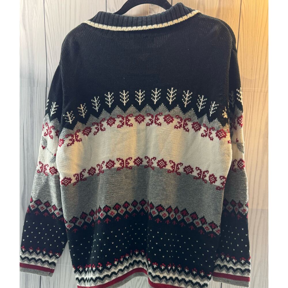 VTG Dress Barn Cardigan Sweater Jacket Large Black Snowflake Size 14/16 - Picture 2 of 7